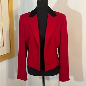 Double breasted red suit jacket. Size 14 petite